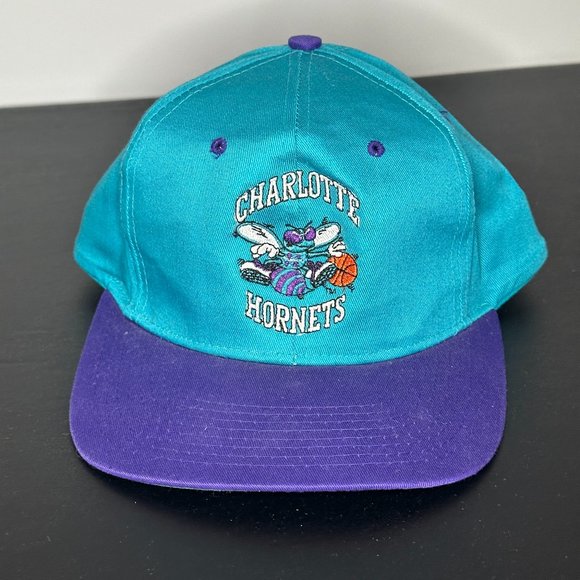 Vintage NBA Logo 7 Charlotte Hornets PRE-NEW ORLEANS Snapback Hat Cap - Picture 1 of 8